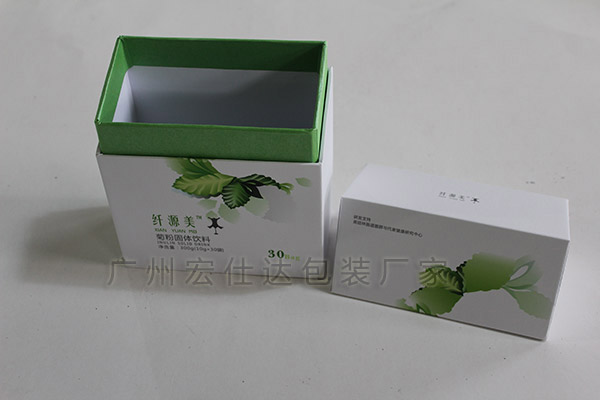 纤源美绿色开盖保健品包装盒展示图