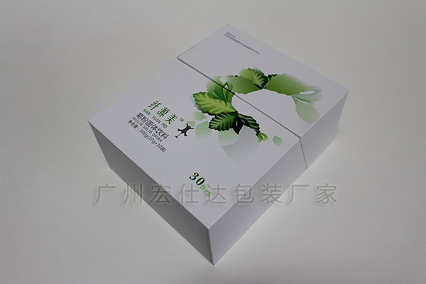 纤源美绿色平面保健品包装盒展示图