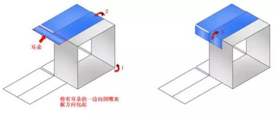 面纸两角和压线位贴下去