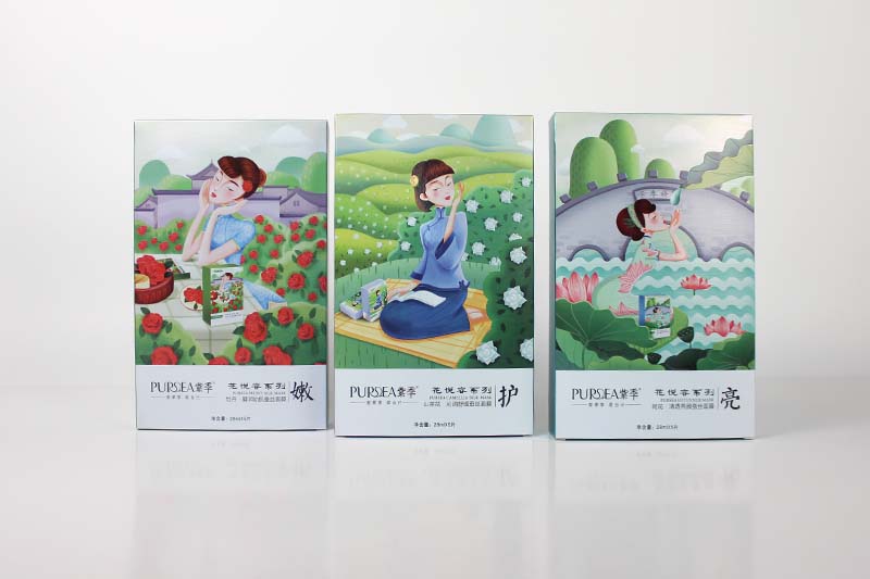 中国风与美丽色彩，平凡而优雅的广州化妆品包装设计