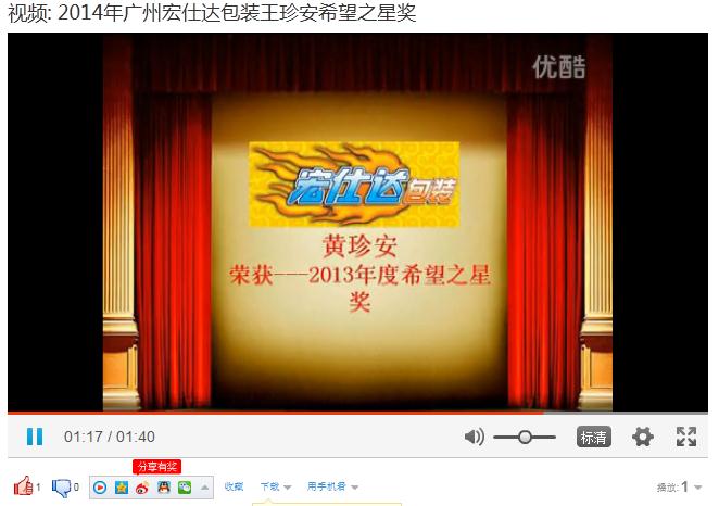 2014年广州宏仕达包装王珍安希望之星奖