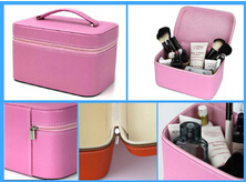 粉色手提式化妆品包装盒定制